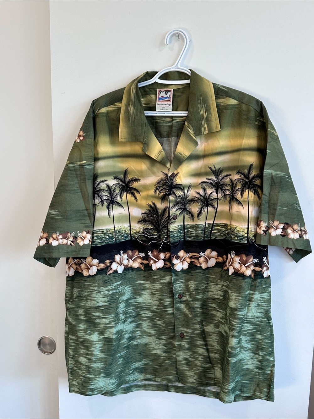 Paradise Palm Green Hawaiian Button-Down Shirt